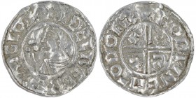 England. Aethelred II. 978-1016. AR Penny (20mm, 1.36g, 12h). Crux type (BMC iiia, Hild. C). Dover mint; moneyer Godwine. Struck circa 991-997. + ÆÐEL...