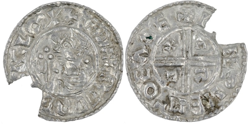 England. Aethelred II. 978-1016. AR Penny (20mm, 1.29g, 3h). Crux type (BMC iiia...