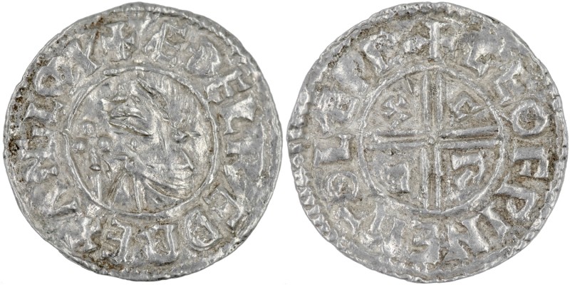 England. Aethelred II. 978-1016. AR Penny (20mm, 1.64 g, 2h). Crux type (BMC iii...