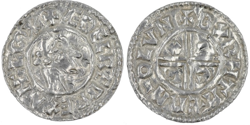 England. Aethelred II. 978-1016. AR Penny (20mm, 1.44g, 9h). Crux type (BMC iiia...