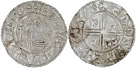 England. Aethelred II. 978-1016. AR Penny (18mm, 1.26g, 9h). Crux type (BMC iiia, Hild. C). London mint; moneyer Eadsige. Struck circa 991-997. + ÆÐEL...