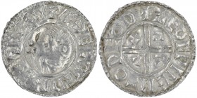 England. Aethelred II. 978-1016. AR Penny (20mm, 1.43g, 3h). Crux type (BMC iiia, Hild. C). Thetford mint; moneyer Leofwine. Struck circa 991-997. + Æ...