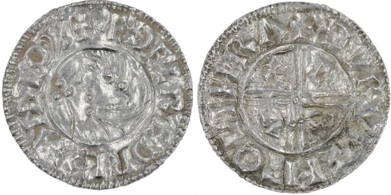 England. Aethelred II. 978-1016. AR Penny (20mm, 1.38g, 9h). Crux type (BMC iiia...