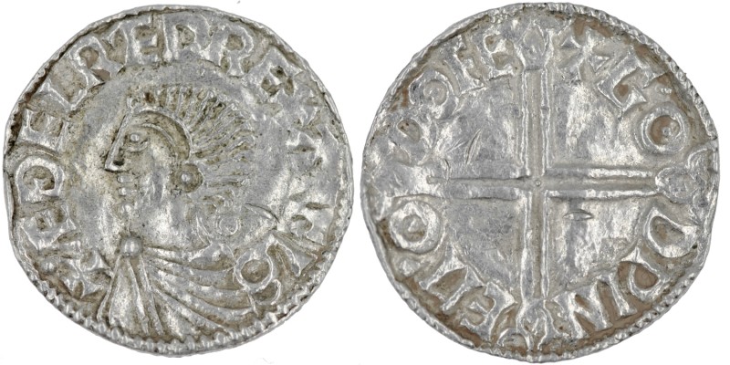 England. Aethelred II. 978-1016. AR Penny (19mm, 1.68g, 12h). Long Cross type (B...