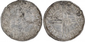 England. Aethelred II. 978-1016. AR Penny (19mm, 1.74 g, 12h). Long Cross type (BMC IVa, Hild. D). London mint; moneyer Goldwine. Struck circa 997-100...