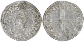 England. Aethelred II. 978-1016. AR Penny (20mm, 1.66g, 12h). Long Cross type (BMC IVa, Hild. D). London mint; moneyer Sibwine. Struck circa 997-1003....