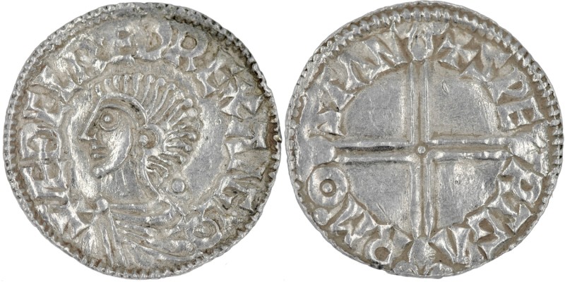 England. Aethelred II. 978-1016. AR Penny (19mm, 1.67g, 3h). Long Cross type (BM...