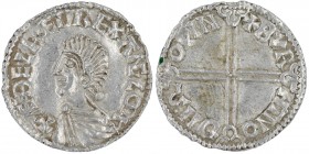 England. Aethelred II. 978-1016. AR Penny (19mm, 1.75g, 3h). Long Cross type (BMC IVa, Hild. D). Winchester mint; moneyer Beorhtnoth. Struck circa 997...