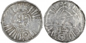 Germany. Archdiocese of Magdeburg. Anonymous. AR Denar (Sachsenpfennig) (20mm, 1.59g). Uncertain mint. Tempel with cross in center, pseudo legends / C...