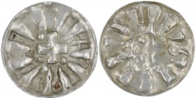 Germany. Archdiocese of Magdeburg. Anonymous. AR Denar (Sachsenpfennig) (20mm, 1.72g). Uncertain mint. Cross in center, pellets in each angle, pseudo ...