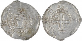 Germany. Toul Diocese. Berthold 996-1018. AR Denar (20mm, 1.08g). Toul mint. +[OTT]O REX, diademed head left / BERTOL[D]V[S], cross with pellet in opp...