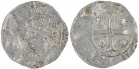 Germany. Duchy of Saxony. Heinrich II 1002-1024. AR Denar (15mm, 1.25g). Dortmund mint. [+HE INRIC HVS R], crowned head left / [+ T HRO TMONI A], cros...