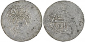 Germany. Lower Saxony. Otto III 983-1002. AR Denar (18mm, 1.25g). Goslar mint. [_]EIDA OTTO [_], head left / [_]GRRA[_], cross with O-D-O-D in angles....