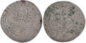 Germany. Lower Saxony near Jever. Dietmar 1025-1035. AR Denar (17mm, 0,77g). Unknown mint. Triquetra with three annulets / Cross with pellets in each ...