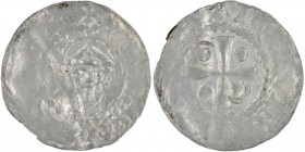 Germany. Worms. Heinrich IV 1056-1105. AR Denar (20mm, 1.02g). [+HEINRICUS IMPERATOR], crowned head facing / [+HEIM]RI[CVS REX], cross with pellets in...