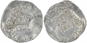 Diocese of Metz. Theodoric II. 1004-1046. AR Denar (20mm, 1.65g). Cross with pellet in each angle / Temple on columns, E inside. Dbg. 19-20 var., Weil...