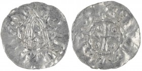 The Netherlands. Friesland. Ca 1000. AR Denar (19mm, 0.68g). Uncertain mint in Friesland High triangle with cross on top and in center / Cross with pe...