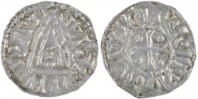 The Netherlands. Friesland. Ca 1000. AR Denar (19mm, 0.69g). Uncertain mint in Friesland High triangle with cross on top and in center / Cross with pe...
