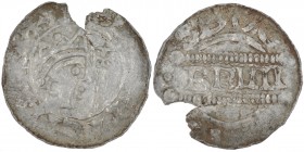 The Netherlands. Friesland. Bruno III 1038-1057. AR Denar (16mm, 0.45g). Dokkum mint. +[HEIN]RC[VS RE], crowned head right, cross-tipped scepter befor...