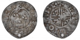 Sweden. Olof Skötkonung (the Treasurer). 995–1022. AR Penning (22mm, 1.77g, 12h). Sigtuna mint. +ОГΛЕΛ RЕХ ΛNCOГ , draped bust of Olof right, scepter ...