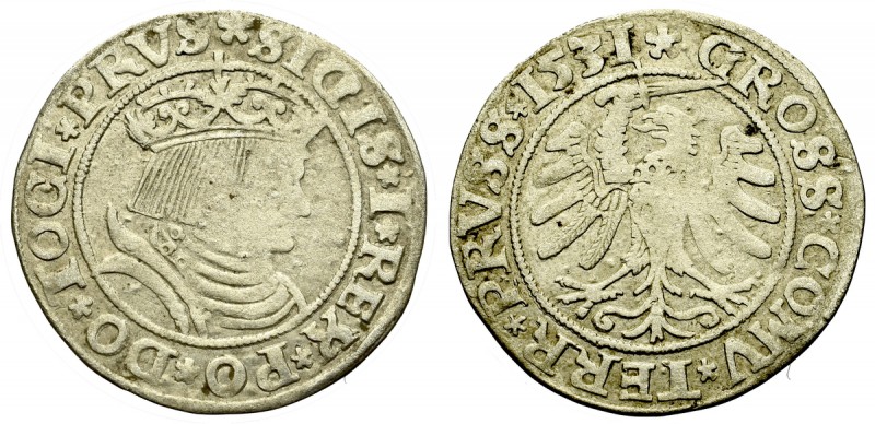 Sigismund I the Old, Groschen for Prussia 1531, Thorn 
Grade: VF/VF+ 

Zygmun...