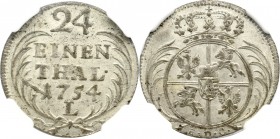 Germany, Saxony, Friedrich August II, 1/24 thaler 1754 - NGC AU58