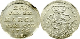 Stanislaus Augustus, 2 groschen 1766 - NGC MS64 2-MAX
