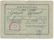 II RP, Świadectwo Państwowej Odznaki Sportowej Klasy III po raz 3 Lwówka 1936