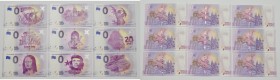 Zestaw 9 różnych banknotów o nominale 0 Euro