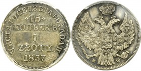 Poland under Russia, Nicholas I, 15 kopecks=1 zloty 1837 - PCGS MS61