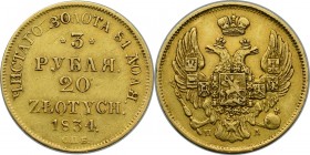 Poland under Russia, Nicholas I, 3 rouble=20 zloty 1834