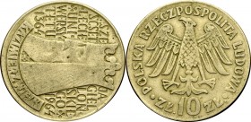 PRL, 10 złotych 1964 Kazimierz III Wielki - skrętka 90 stopni