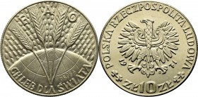 PRL, 10 złotych 1971 FAO- Próba CuNi