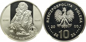 III RP, 10 złotych 2000 Jan II Kazimierz - NGC PF68 Ultra Cameo