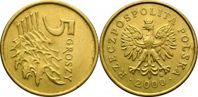 III RP, 5 groszy 2000 - skrętka około 90 stopni