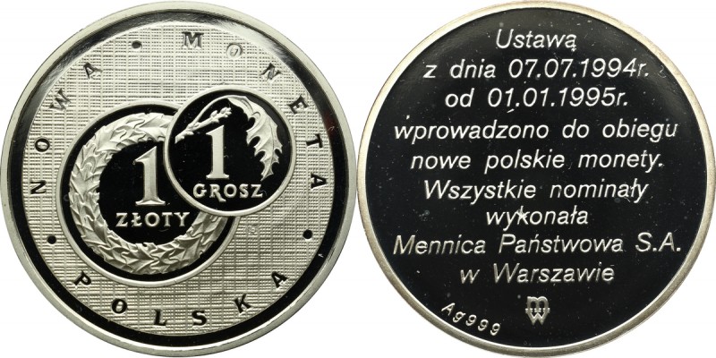 III RP, Medal Nowa Moneta Polska 'Złotogrosz' - srebro 
Grade: Proof 

Polen,...