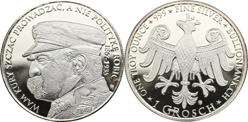 III RP, Medal Piłsudski - uncja srebra 
Grade: Proof-/Proof 

Polen, Poland