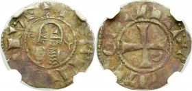 Crusaders, Antiochia, Bohemond III, Denarius - NGC VF Details