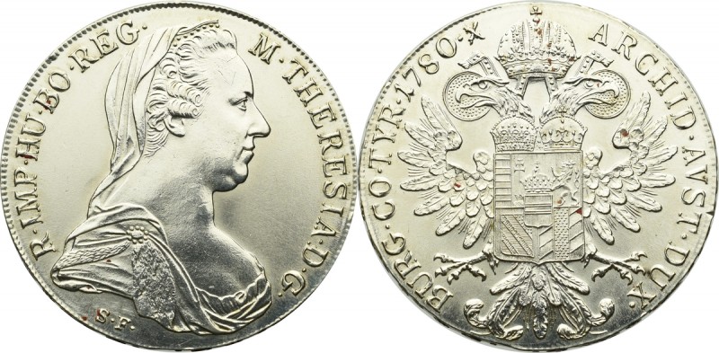 Austro-Hungary, Marie Theresia, Thaler 1780 restrike Piękny, menniczy egzemplarz...