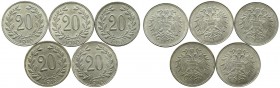 Austria, set 20 heller 1918 (5pcs)