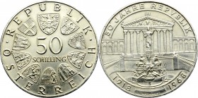 Austria, 50 schilling 1968 - 50 years of the Republic