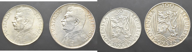 Czechosłowacja, zestaw 50 i 100 koron 1949, Kremnica Zestaw dwóch okołomenniczyc...