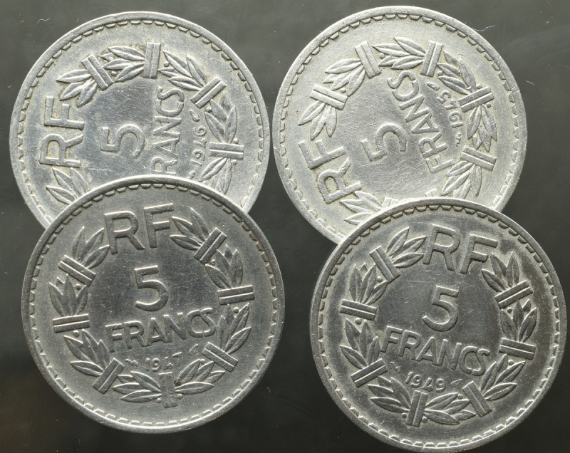 Francja, Zestaw 5 franków 1945-49 
Grade: VF+