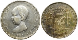 Spain, 5 pesetas 1890