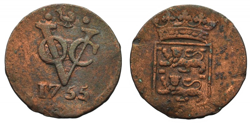 Netherlands East India, West Friesland, 1 duit 1755 
Grade: VF-/VF