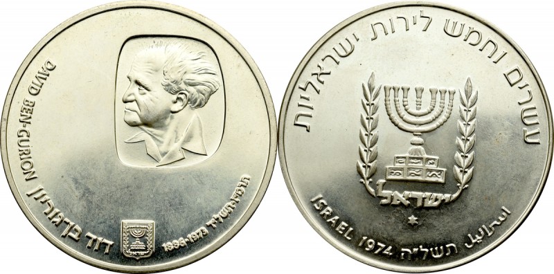 Izrael, 25 lirot 1974 Dawid Ben Gurion 26 g Ag .935 
Grade: UNC