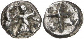 (525-480 a.C.). Macedonia. Lete. Estátera. (S. 1298 var) (CNG. III, 531). 7,98 g. MBC+.