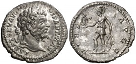(200 d.C.). Septimio Severo. Denario. (Spink 6387 var) (S. 762) (RIC. 145a). 2,18 g. EBC-.