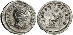 (216 d.C.). Julia Domna. Denario. (Spink 7106) (S. 212) (RIC. 388c, de Caracalla). 2,99 g. Bella. EBC-.