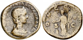 (221 d.C.). Aquilia Severa. Sestercio. (Spink 7681) (Co. 4) (RIC. 390). 14,12 g. Muy rara. BC+.